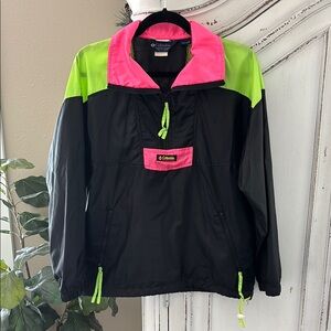 Columbia Black Jacket with Pink and Green Accents